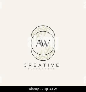 AW Initial Letter Flower Logo Template Vector premium vector Stock Vector