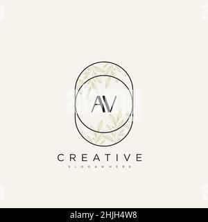 AV Initial Letter Flower Logo Template Vector premium vector Stock Vector