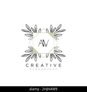 AV Initial Letter Flower Logo Template Vector premium vector Stock Vector