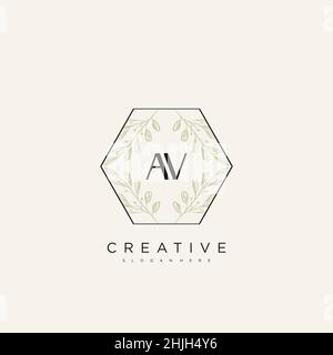 AV Initial Letter Flower Logo Template Vector premium vector Stock Vector