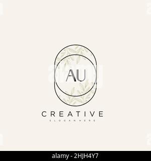 AU Initial Letter Flower Logo Template Vector premium vector Stock Vector