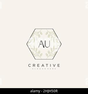 AU Initial Letter Flower Logo Template Vector premium vector Stock Vector
