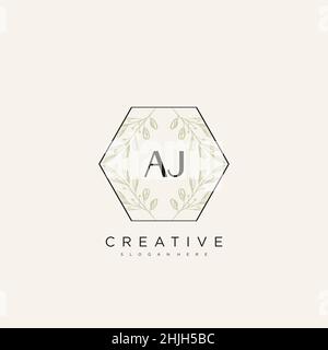 AJ Initial Letter Flower Logo Template Vector premium vector Stock Vector