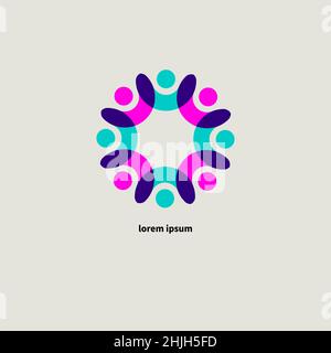 Teamwork icon, unity of people logo Stock Vector