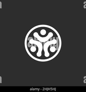 Teamwork icon, unity of people logo. Friendship, family abstract round symbol. Business community sign. Networking flat concept Stock Vector