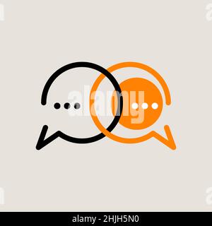 Communication icon, two bubbles of information. Chat online sign. Talk hand drawn logo. Vector illustration Stock Vector