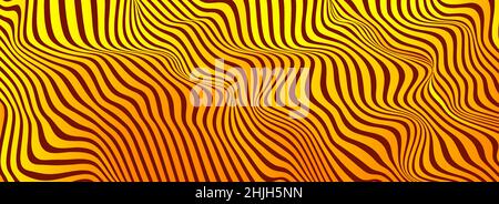 Distortion lines background. Distort stripes, abstract modern pattern. Op art illusion waves. Vector 3d curves. Dynamic surface Stock Vector