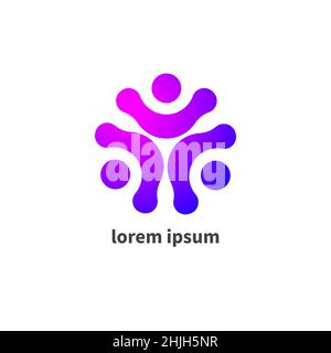 Teamwork icon, unity of people logo. Friendship, family abstract round symbol. Business community sign. Networking flat concept Stock Vector
