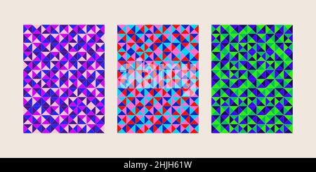 Triangular covers, set with geometric backgrounds Stock Vector