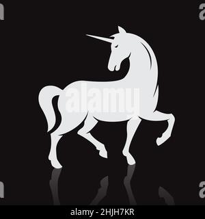 Vector image of unicorns on black background. Easy editable layered vector illustration. Wild Animals. Stock Vector