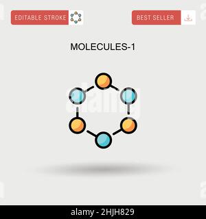 Molecules-1 Simple vector icon. Stock Vector
