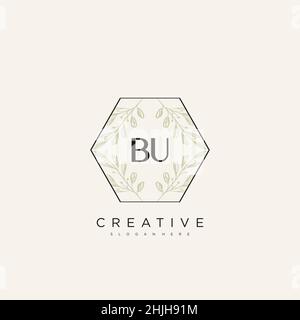 BU Initial Letter Flower Logo Template Vector premium vector Stock Vector