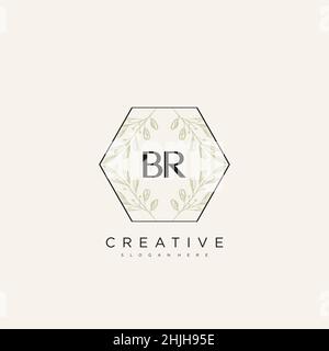 BR Initial Letter Flower Logo Template Vector premium vector Stock Vector