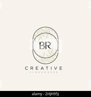 BR Initial Letter Flower Logo Template Vector premium vector Stock Vector