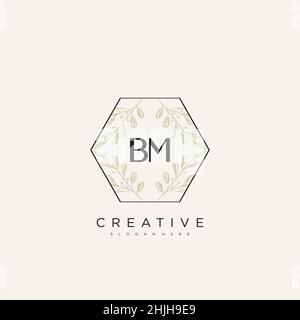 BM Initial Letter Flower Logo Template Vector premium vector Stock Vector