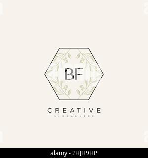 BF Initial Letter Flower Logo Template Vector premium vector Stock Vector