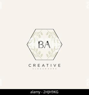 BA Initial Letter Flower Logo Template Vector premium vector Stock Vector