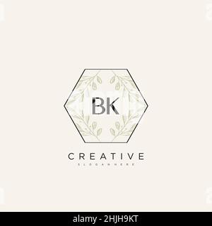 BK Initial Letter Flower Logo Template Vector premium vector Stock Vector