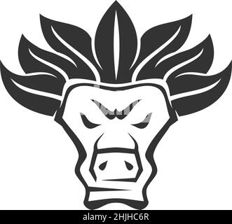 Bull Leaf Icon Illustration Brand Identity Stock Vector