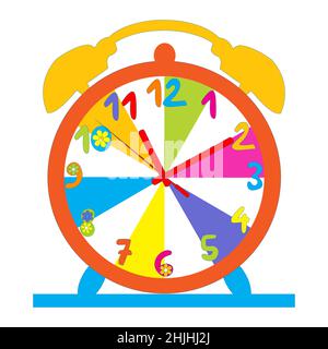 Colored alarm clock isolated on white background Stock Vector