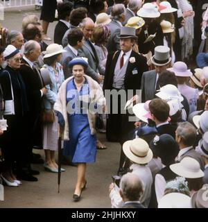 File photo dated 01/06/81 of Queen Elizabeth II walking through the crowds at the Royal Ascot race meeting. Issue date: Sunday January 30, 2022. Stock Photo