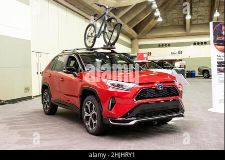 Baltimore, United States. 28th Jan, 2022. A 2021 RAV4 Prime seen displayed during the 2022 Maryland Auto Show at The Baltimore Convention Center. Credit: SOPA Images Limited/Alamy Live News Stock Photo