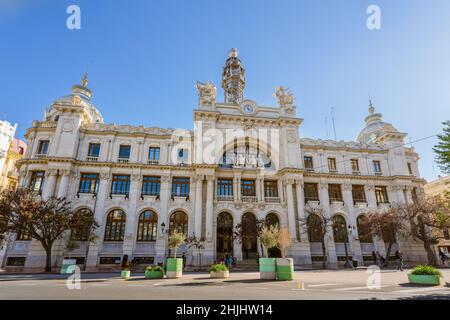 Valencia, Spain. January 28, 2022. Correos building in Plaza del Ayuntamiento Stock Photo