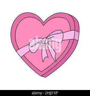 Vector illustration of candy box in cartoon style. Colorful picture for Valentine's Day isolated on white background Stock Vector