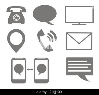 Contact icons on white background Stock Vector