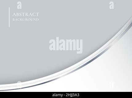 Template elegant 3D abstract white curved shape with gray line on grey background. Luxury style. Vector illustration Stock Vector