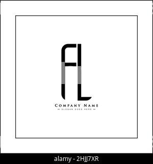 Initial Letter FL Logo - Minimal Business Logo for Alphabet F and L Stock Vector
