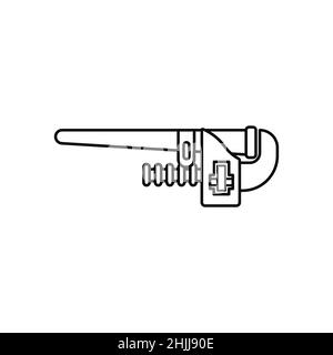 Expanding key icon on white backdrop. Outline simple vector illustration. Stock Vector