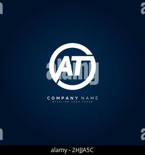 Initial Letter AT Logo - Minimal Business Logo for Alphabet A and T Stock Vector