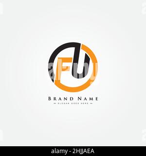 Minimal Business logo for Alphabet FU - Initial Letter F and U Logo Stock Vector