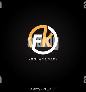 Initial Letter FK Logo - Minimal Business Logo for Alphabet F and K Stock Vector