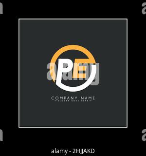Initial Letter PE Logo - Minimal Business Logo for Alphabet P and E Stock Vector