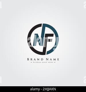 Initial Letter NF Logo - Simple Business Logo for Alphabet N and F Stock Vector