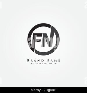Minimal Business logo for Alphabet FN - Initial Letter F and N Logo Stock Vector