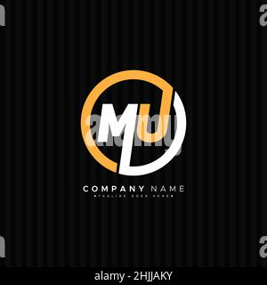 Simple Business Logo for Initial Letter MU - Alphabet Logo Stock Vector