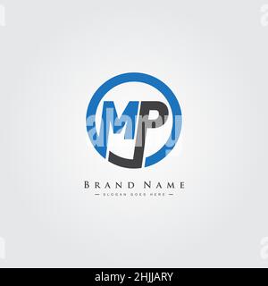 Simple Business Logo for Initial Letter MP - Alphabet Logo Stock Vector