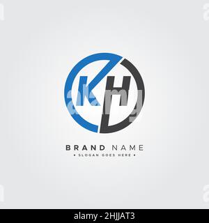 Initial Letter KH Logo - Simple Business Logo for Alphabet K and H Stock Vector