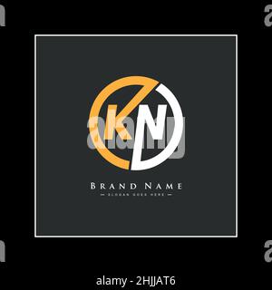 Initial Letter KN Logo - Simple Business Logo for Alphabet K and N Stock Vector