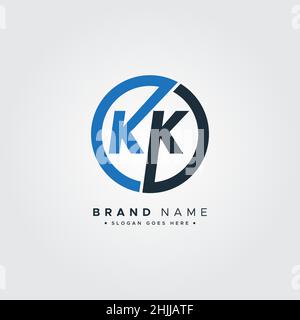 Initial Letter KK Logo - Minimal Business Logo for Alphabet KK Stock Vector