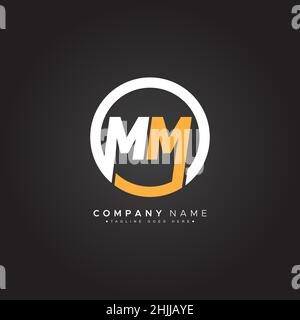 Minimal Business logo for Alphabet MM - Initial Letter MM Logo Stock Vector