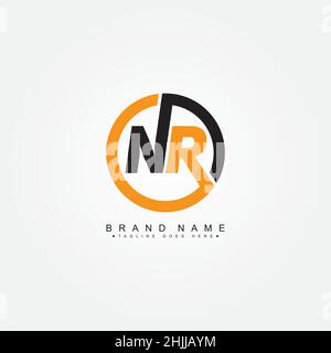 Simple Business Logo for Initial Letter NR - Alphabet Logo Stock Vector