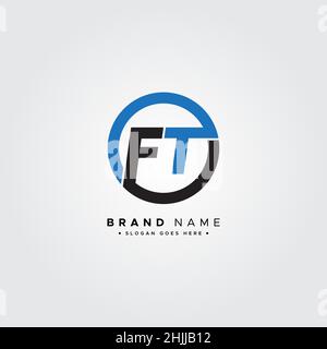 Initial Letter FT Logo - Simple Business Logo for Alphabet F and T Stock Vector