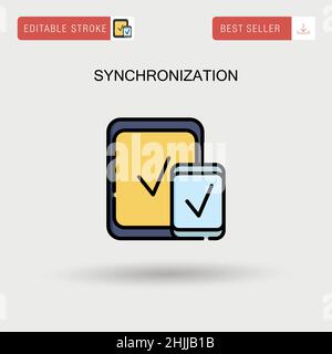 Synchronization line icon, concept sign, outline vector illustration ...