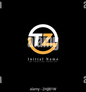 Minimal Business logo for Alphabet TZ - Initial Letter T and Z Logo Stock Vector