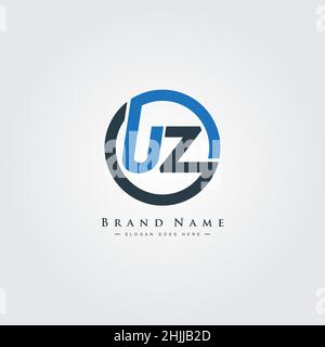 Initial Letter UZ Logo - Simple Business Logo for Alphabet U and Z Stock Vector
