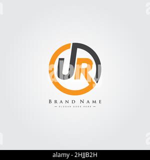 Minimal Business logo for Alphabet UR - Initial Letter U and R Logo Stock Vector